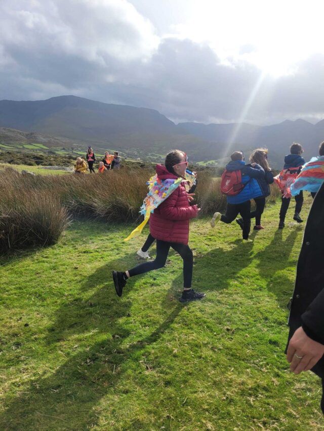 children running outdoors